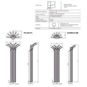 Grzejnik dekoracyjny Bambus (BS) karta techniczna