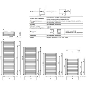 Grzejnik dekoracyjny Hiacynt (HX) Rysunek techniczny