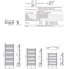 Grzejnik dekoracyjny Lamelo (LMX) Karta specyfikacyjna