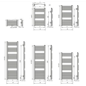 Grzejnik łazienkowy Loko (LK) Rysunek techniczny