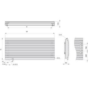 Grzejnik dekoracyjny Madera Plus MDP Rysunek techniczny