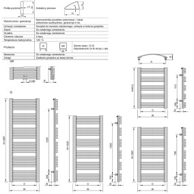 Grzejnik dekoracyjny Quatro (Q) Karta techniczna