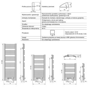 Grzejnik dekoracyjny Quatro (QB) Karta techniczna