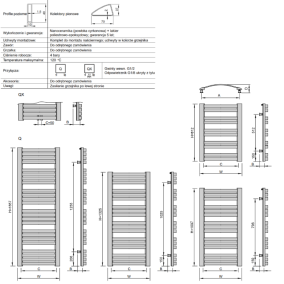 Grzejnik łazienkowy Quatro (QX) Karta Techniczna