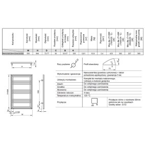 Grzejnik dekoracyjny Rama (RM) Karta techniczna